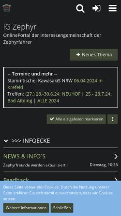 Vorschau der mobilen Webseite www.igzephyr.de, IG Zephyr