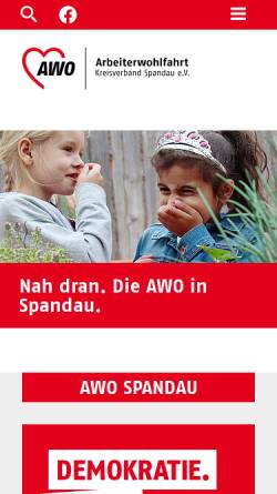 Vorschau der mobilen Webseite www.awo-spandau.de, Arbeiterwohfahrt Spandau