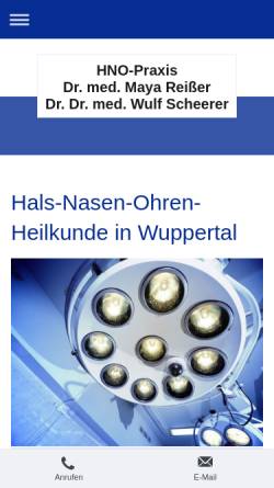 Vorschau der mobilen Webseite www.hals-nasen-ohren.doctor, Praxis-Klinik Wuppertal