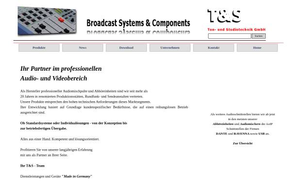 Vorschau von www.ts-online.com, T&S Ton- und Studiotechnik GmbH