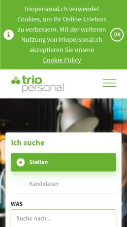 Vorschau der mobilen Webseite www.triopersonal.ch, Trio Personal