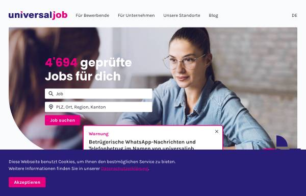 Vorschau von universaljob.ch, Universal-Job AG