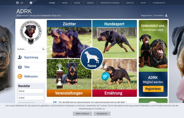 Vorschau von www.adrk.de, Allgemeiner Deutscher Rottweiler-Klub e.V.