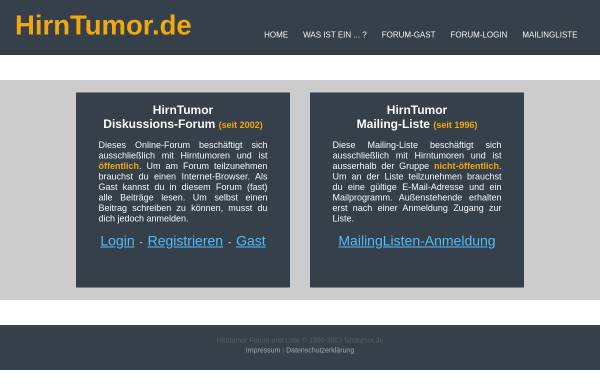 Vorschau von www.hirntumor.de, Hirntumor Diskussionsliste