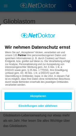 Vorschau der mobilen Webseite www.netdoktor.de, NetDoktor: Glioblastom