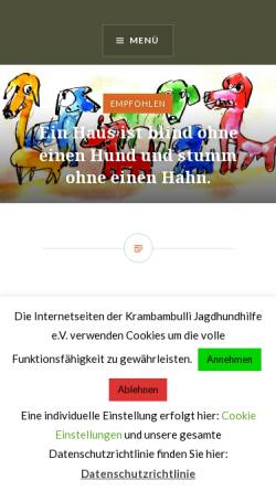 Vorschau der mobilen Webseite www.krambambulli.de, Krambambulli Jagdhundehilfe e.V.