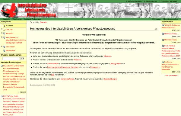 Vorschau von www.glopent.net, Interdisziplinäre Arbeitskreis Pfingstbewegung