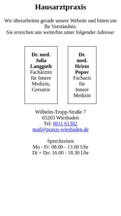 Vorschau der mobilen Webseite www.praxis-wiesbaden.de, Gemeinschaftspraxis Dr.Mauersberg, Dr.Wald