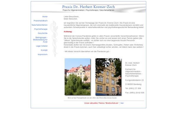 Vorschau von www.kremer-zech.de, Praxis Dr. Herbert Kremer-Zech