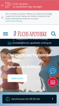 Vorschau der mobilen Webseite www.fuchs-apotheke-erding.de, Fuchs Apotheke