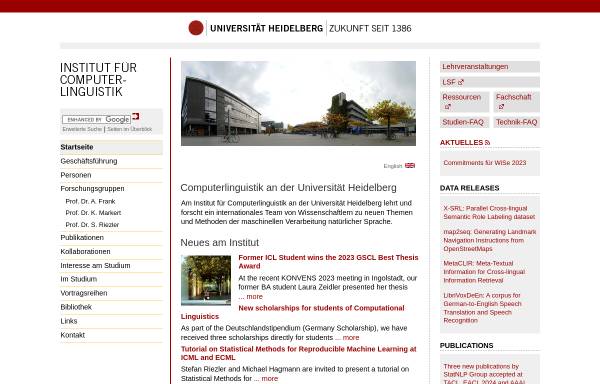 Vorschau von www.cl.uni-heidelberg.de, Lehrstuhl für Computerlinguistik der Uni Heidelberg