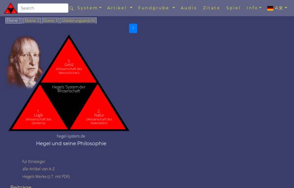 Vorschau von hegel-system.de, Darstellung des Hegelschen Systems als Baum/Dreiecksfolge