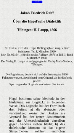 Vorschau der mobilen Webseite www.dirk-fetzer.de, Über die Hegel'sche Dialektik