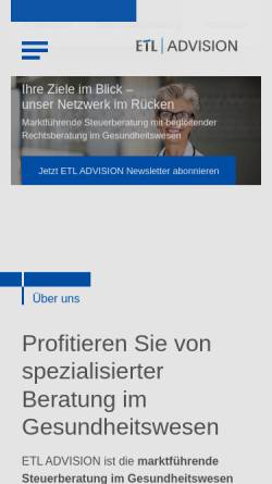 Vorschau der mobilen Webseite www.etl-advision.de, Advision Consulting AG