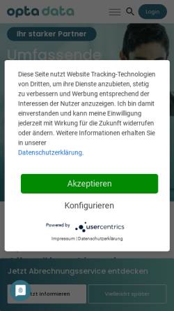 Vorschau der mobilen Webseite www.optadata.de, Opta Data Hard- und Software GmbH