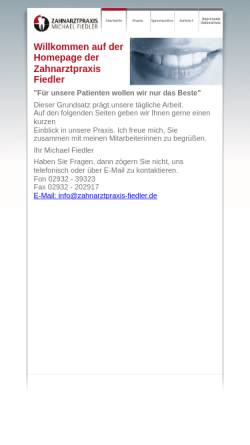 Vorschau der mobilen Webseite www.zahnarztpraxis-fiedler.de, Zahnarzt Michael Fiedler