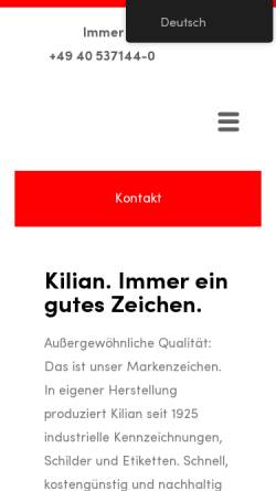 Vorschau der mobilen Webseite www.kilian.de, Verlag im Kilian GmbH