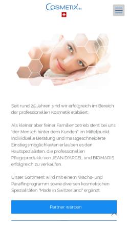 Vorschau der mobilen Webseite www.cosmetix.ch, Cosmetix SA