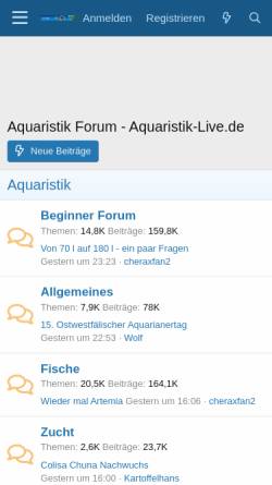 Vorschau der mobilen Webseite www.aquarium-fotos.de, Aquariumbilder und Aquarienfotografie