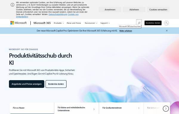 Vorschau von products.office.com, Microsoft Office Online