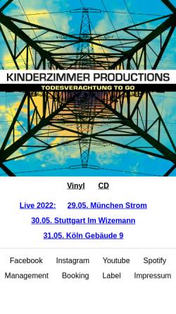 Vorschau der mobilen Webseite www.kinderzimmer-productions.de, Kinderzimmer Productions