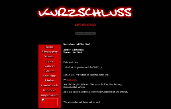 Vorschau von www.kurzschluss-music.de, Kurzschluss