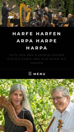 Vorschau der mobilen Webseite www.harfen.at, Forum für Harfe und Alte Musik
