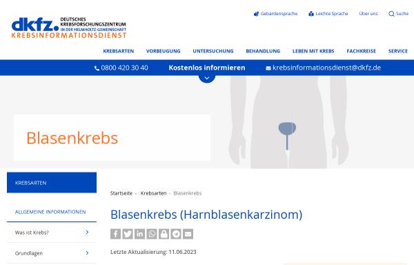 Vorschau von www.krebsinformationsdienst.de, Blasenkrebs: Diagnose, Behandlung und Nachsorge
