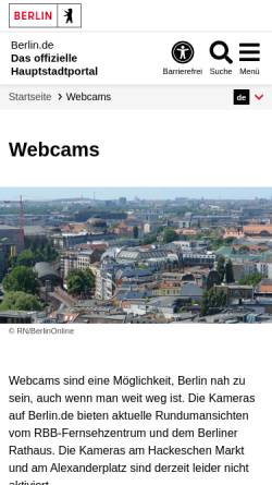 Vorschau der mobilen Webseite www.berlin.de, Berlin.de - Webcams