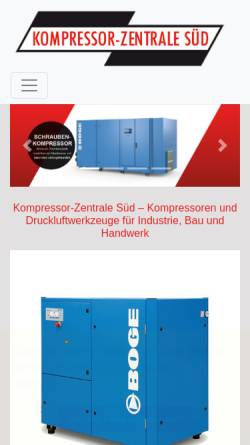 Vorschau der mobilen Webseite kompressor-zentrale-sued.de, Kompressor-Zentrale A. Reinkunz