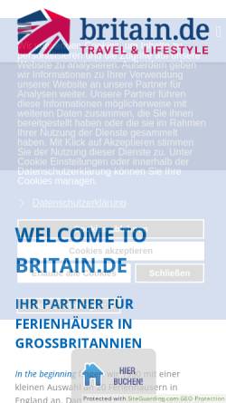 Vorschau der mobilen Webseite www.britain.de, British Travel Directory