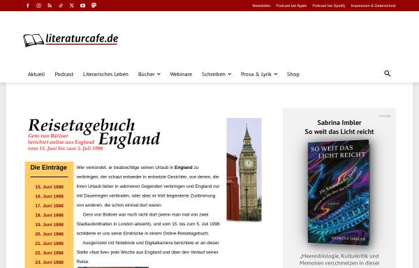 Das Literatur-Café - Reisetagebuch England