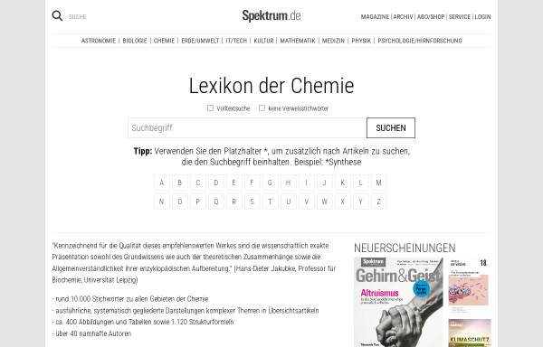 Vorschau von www.wissenschaft-online.de, Lexikon der Chemie