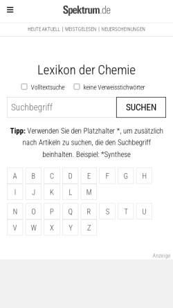 Vorschau der mobilen Webseite www.wissenschaft-online.de, Lexikon der Chemie