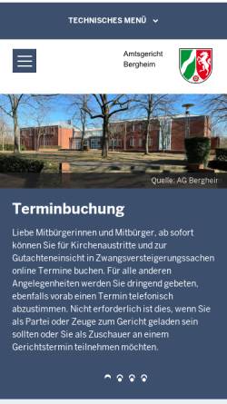 Vorschau der mobilen Webseite www.ag-bergheim.nrw.de, Amtsgericht Bergheim
