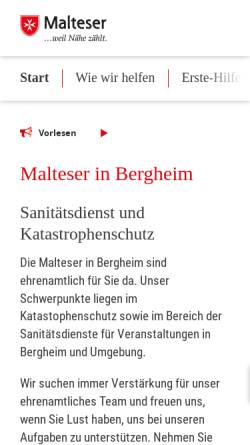 Vorschau der mobilen Webseite www.malteser-bergheim.de, Malteser Hilfsdienst e.V., Ortsgruppe Bergheim