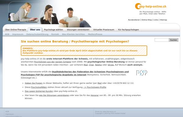 Vorschau von www.psy-help-online.ch, Psychologen Online