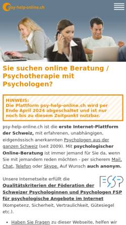 Vorschau der mobilen Webseite www.psy-help-online.ch, Psychologen Online