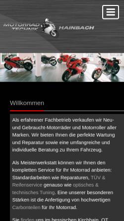 Vorschau der mobilen Webseite www.motorradtechnik-hainbach.de, Motorradtechnik Hainbach