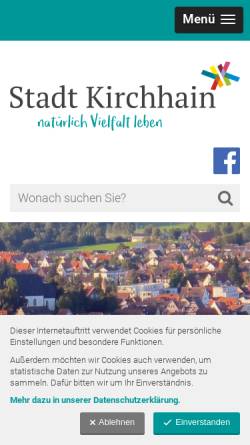 Vorschau der mobilen Webseite www.kirchhain.de, Stadt Kirchhain
