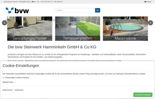 Vorschau von www.betonsteinwerke.de, Bvw Beton- und Verbundsteinwerke GmbH & Co. KG