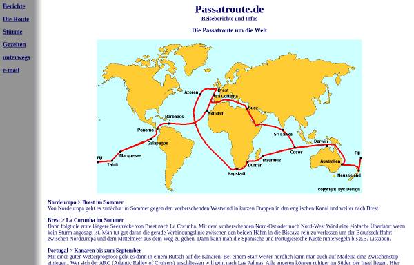 Vorschau von www.passatroute.de, Die Passatroute um die Welt.