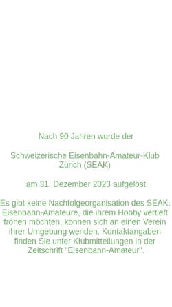 Vorschau der mobilen Webseite www.seak.ch, SEAK Schweizerischer Eisenbahn-Amateur-Klub, Zürich