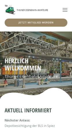 Vorschau der mobilen Webseite www.tea-thun.ch, TEA Thuner-Eisenbahn-Amateure