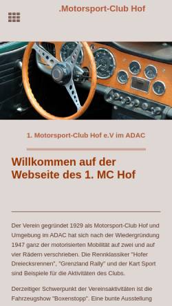 Vorschau der mobilen Webseite www.mc-hof.de, 1. Motorsport Club Hof e. V. im ADAC