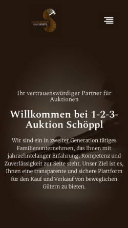 Vorschau der mobilen Webseite www.1-2-3-auktion.at, Herbert Schöppl