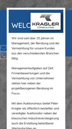 Vorschau der mobilen Webseite www.kragler.de, Kragler Verwertungen Versteigerungen - Dipl.-Ing. Peter Kragler