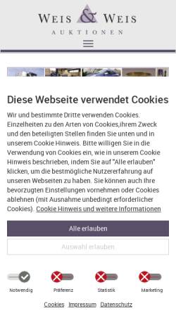 Vorschau der mobilen Webseite www.versteigerer.com, Weis und Weis Auktionen GmbH
