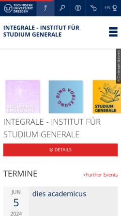 Vorschau der mobilen Webseite www.integrale.de, Integrale - Institut für studium generale