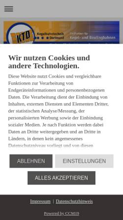 Vorschau der mobilen Webseite www.kegelbahntechnik.de, Kegelbahntechnik Dortmund GmbH